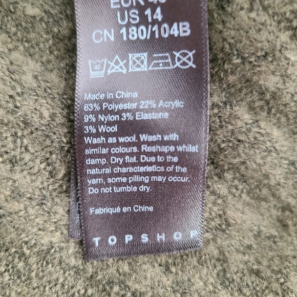 NWT Topshop Green Funnel Neck Ribbed Knit Sweater 14 - Picture 7 of 9